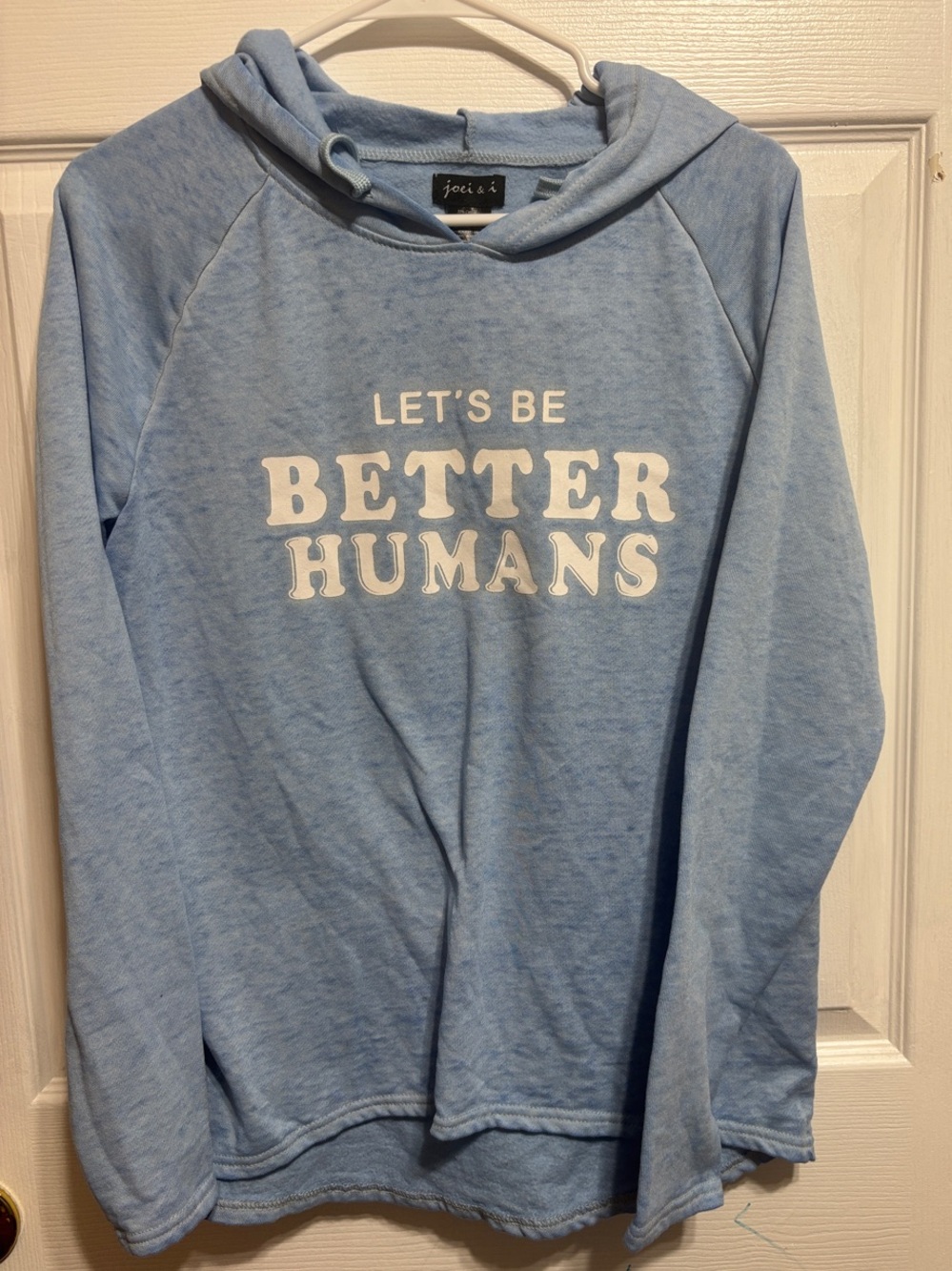 Joie & I Light Blue 'Let's Be Better Humans' Hooded Sweatshirt